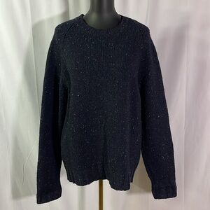 Gap Navy Confetti Knit Long Sleeve Crew Neck Wool Sweater